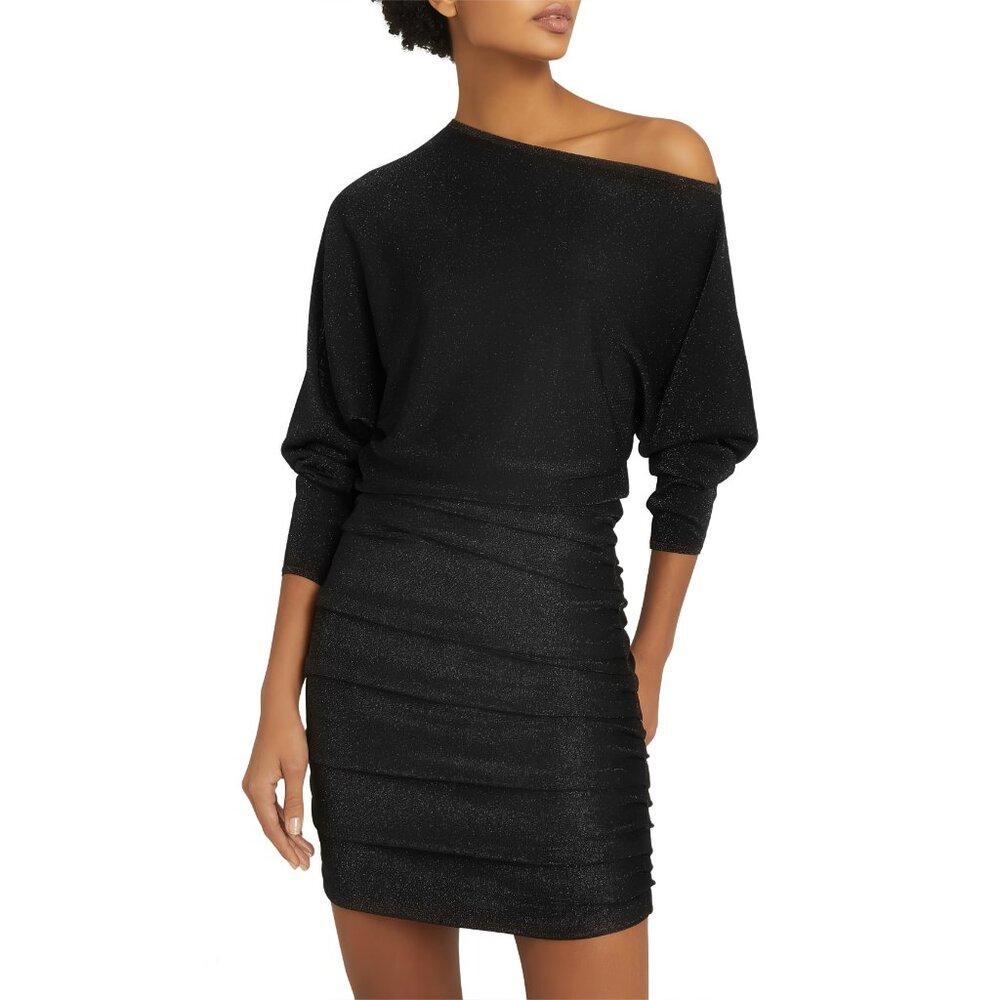 REISS Anna Metallic One Shoulder Mini Dress